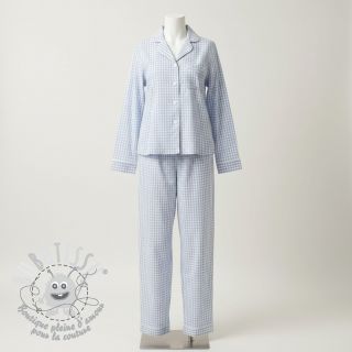 Tissu coton YARN DYED CHECK BRUSHED light blue