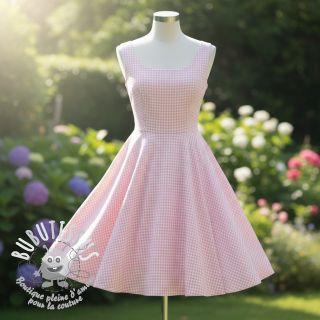 Tissu coton YARN DYED CHECK BRUSHED light rose