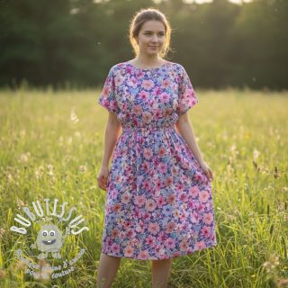 Tissu coton Significant flowers purple digital print