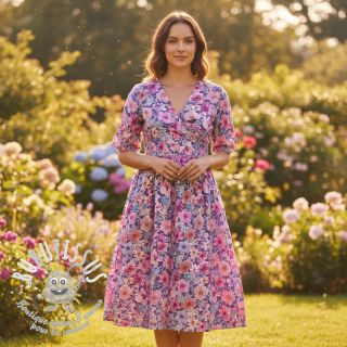 Tissu coton Significant flowers purple digital print