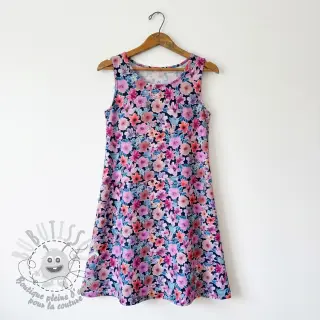 Tissu coton Significant flowers navy digital print