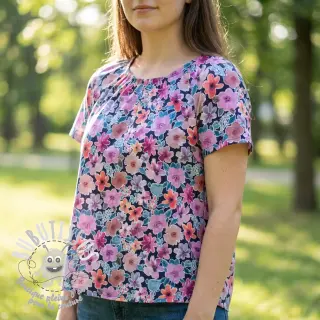Tissu coton Significant flowers navy digital print