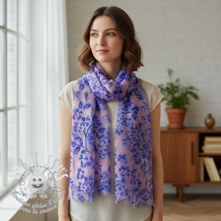 Tissu coton SATIN Purple flowers digital print