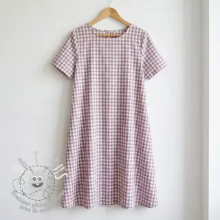 Tissu coton Check mauve