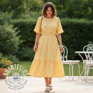 Tissu coton Check yellow