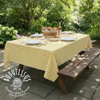 Tissu coton Check yellow