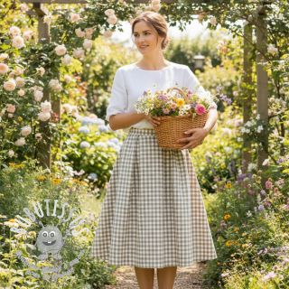 Tissu coton Check sand