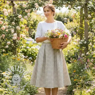Tissu coton Check sand