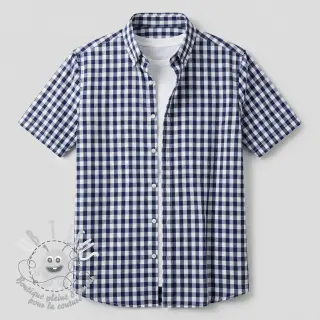 Tissu coton Check navy