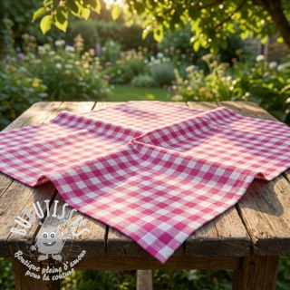 Tissu coton Check fuchsia