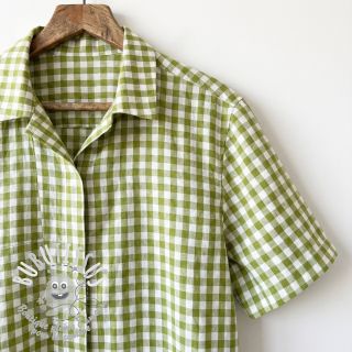 Tissu coton Check old lime