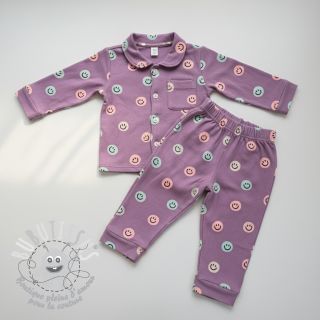 Tissu coton FLANNEL Happy faces lavender