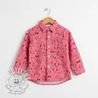 Tissu coton FLANNEL Dogs pink