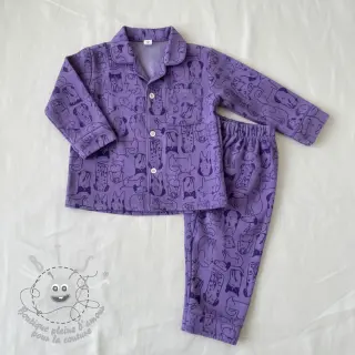 Tissu coton FLANNEL Dogs purple