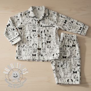 Tissu coton FLANNEL Dogs off white