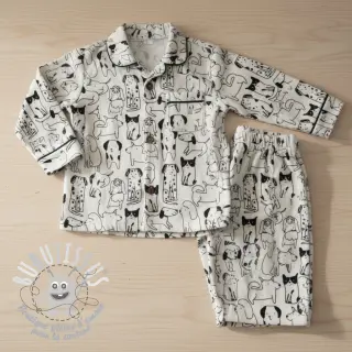 Tissu coton FLANNEL Dogs off white