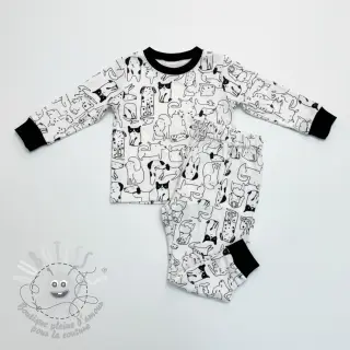 Tissu coton FLANNEL Dogs off white
