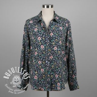 Tissu coton Flowers Tara navy design B digital print