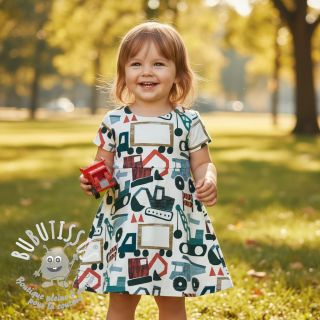 Tissu coton Vehicles off white digital print