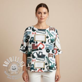 Tissu coton Vehicles off white digital print
