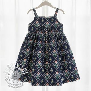 Tissu coton Flowers Tara navy design A digital print