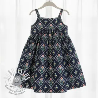 Tissu coton Flowers Tara navy design A digital print