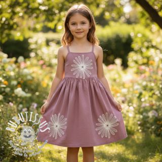 Tissu coton EMBROIDERY Flowie mauve