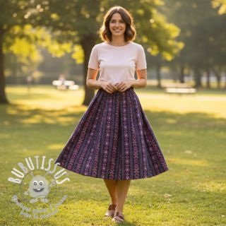 Tissu coton Motif stripe navy digital print