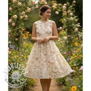 Tissu coton Boho off white