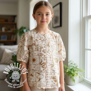 Tissu coton Boho off white