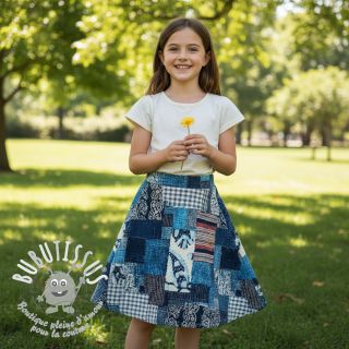 Tissu coton TWILL DENIM Mix print design B