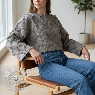 Tissu coton Lin Vintage Fringe Diamonds grey