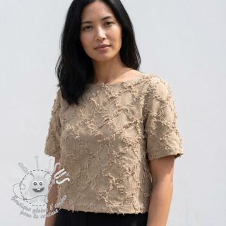 Tissu coton Lin Vintage Fringe Diamonds naturals