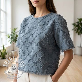 Tissu coton Lin Vintage Fringe Diamonds blue