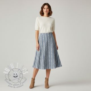 Tissu coton Lin Vintage Fringe Stripe blue