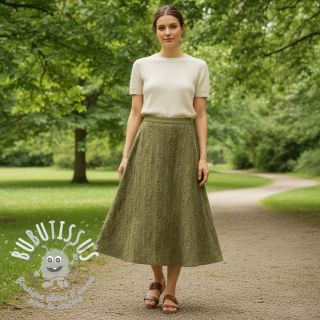 Tissu coton Lin Vintage Fringe Stripe army