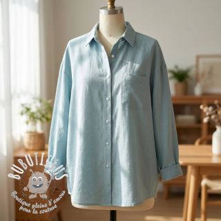 Tissu coton Lin PREMIUM ocean blue