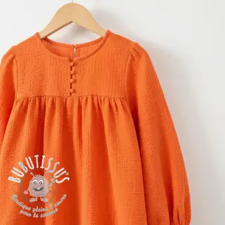 Tissu coton STRETCH Baby orange