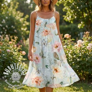 Tissu coton SATIN Oahu green digital print