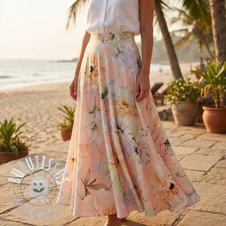 Tissu coton SATIN Oahu pink digital print