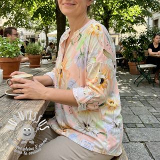 Tissu coton SATIN Oahu pink digital print