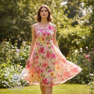 Tissu coton SATIN Kauai pink digital print