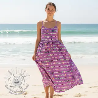 Tissu coton Love dream mauve