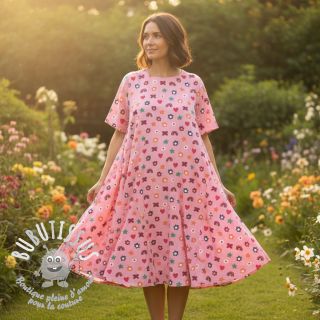 Tissu coton Love pink