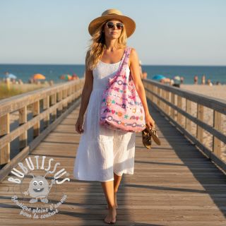 Tissu coton Love dream pink