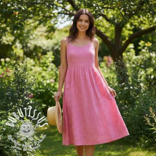 Tissu coton VOILE EMBROIDERY Vintage fuchsia