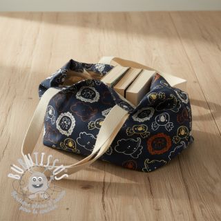 Tissu coton Safari animals navy