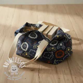 Tissu coton Safari animals navy