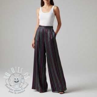 Tissu coton LUREX stripes navy