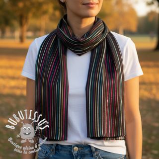 Tissu coton LUREX stripes navy